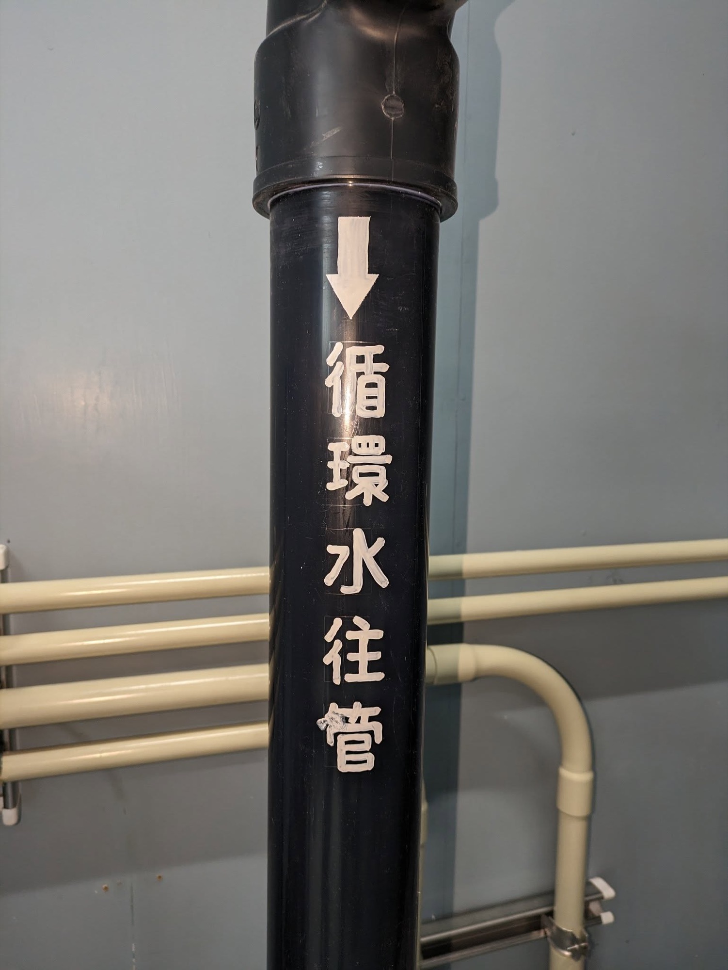 循環水往管の表示と矢印